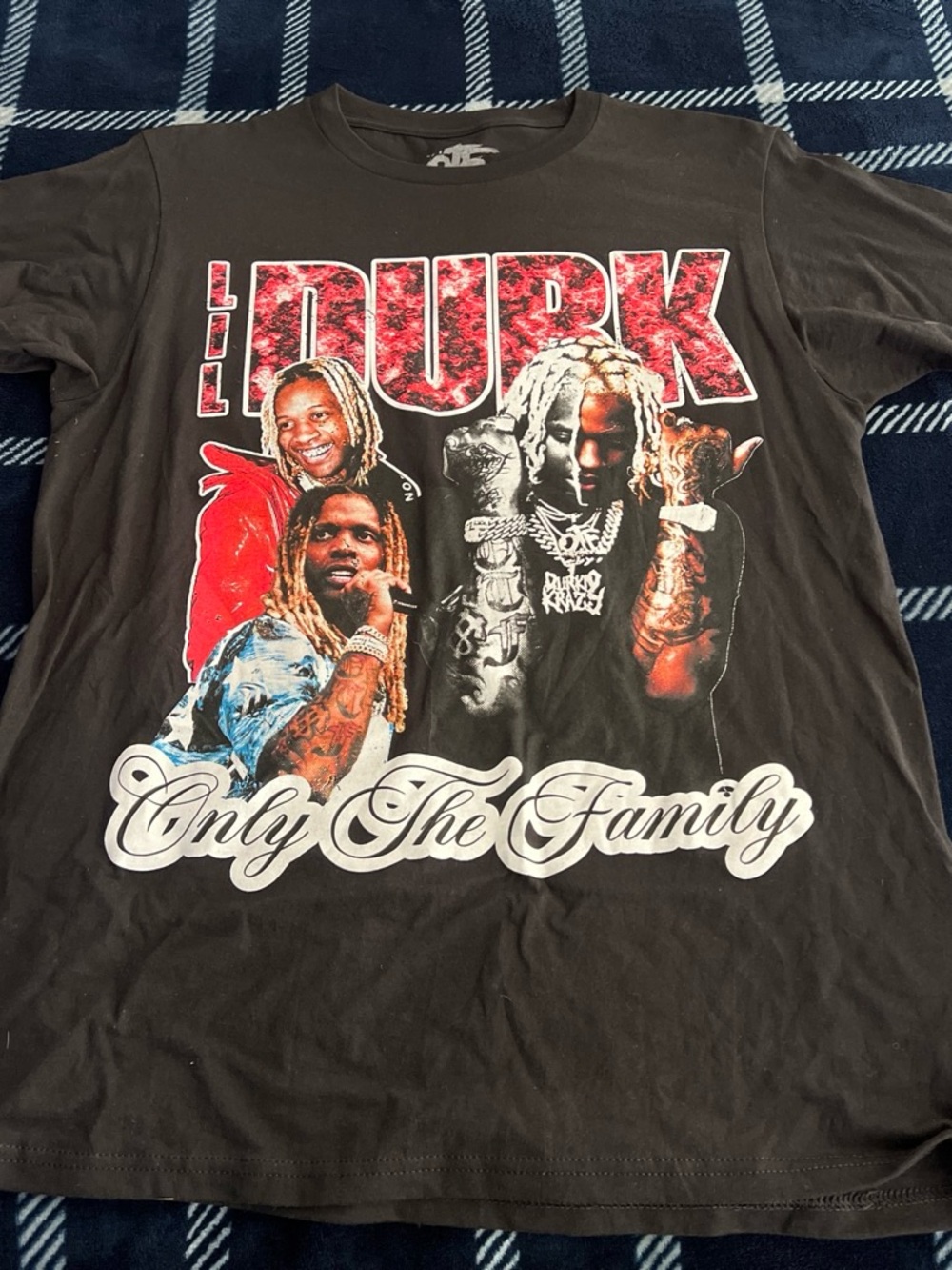 Lil Durk "Only The Family" Graphic Tee - Black with Red & White Size Medium